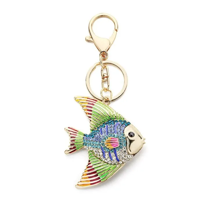 llaverollavero de pescado de esmalte cristal