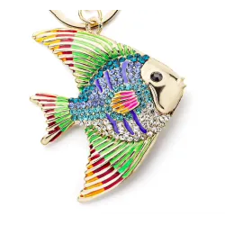 Crystal & emalj fisk keyring keychain
