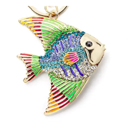 chaveiro de peixe de cristal e esmalte
