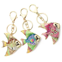 Crystal & emalj fisk keyring keychain