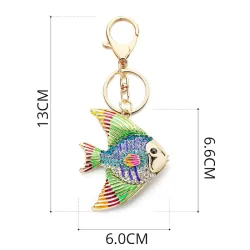 llaverollavero de pescado de esmalte cristal