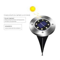 Iluminación solar8 LED Piso enterrado - luz solar jardín con sensor impermeable
