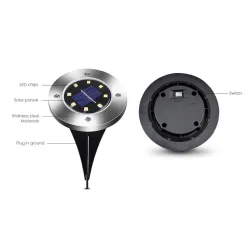 8 LED piso enterrado - luz solar jardim com sensor impermeável