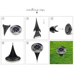 Iluminación solar8 LED Piso enterrado - luz solar jardín con sensor impermeable
