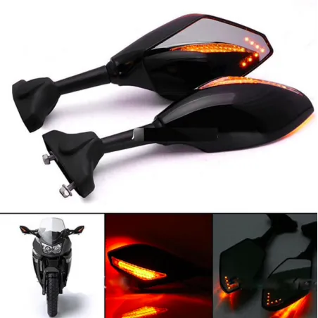 EspejosEspejos retrovisores de la señal de la motocicleta LED para Yamaha Yzf Fzr 600 1000 R1 R6 FZ1 FZ6