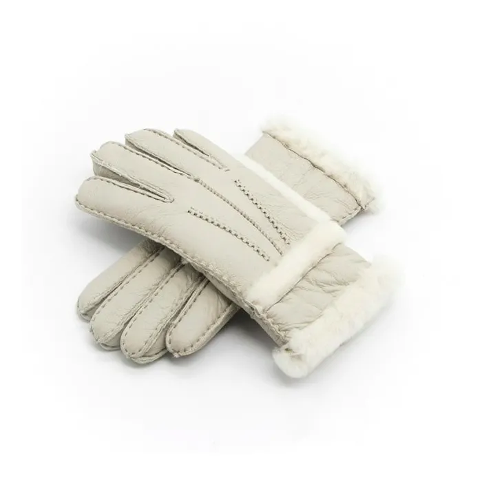 Äkta läder & cashmere & fur varma handskar