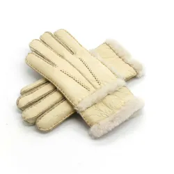 Äkta läder & cashmere & fur varma handskar
