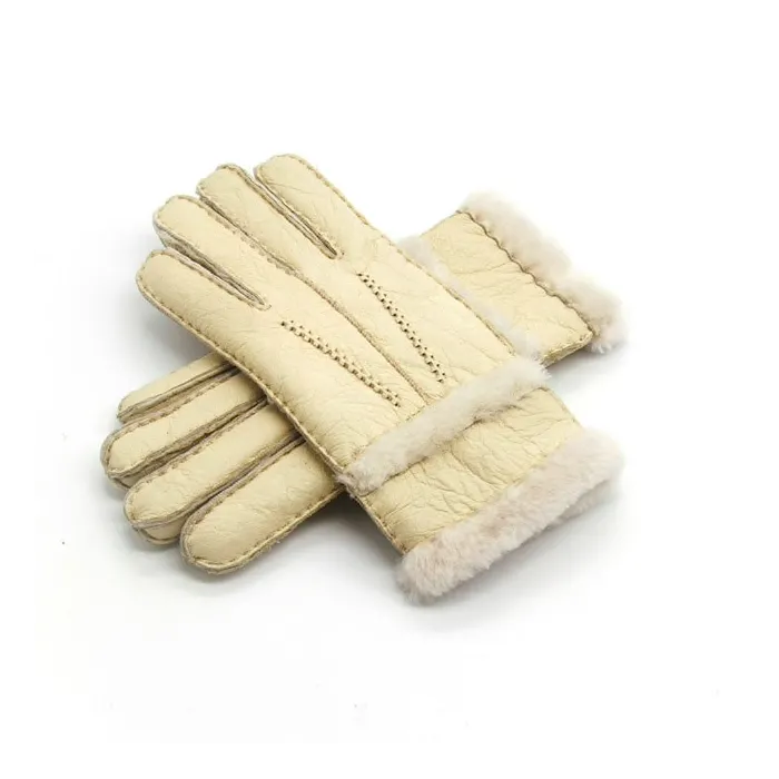 Äkta läder & cashmere & fur varma handskar