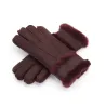 Äkta läder & cashmere & fur varma handskar