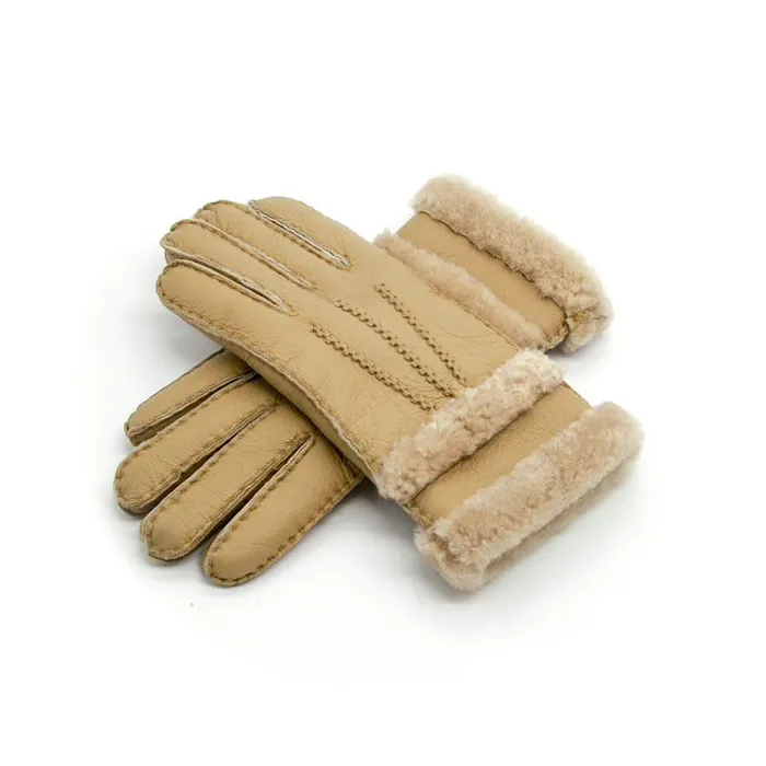 Äkta läder & cashmere & fur varma handskar