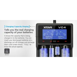 Bateríascargador de batería XTAR VC4 20700 18650 21700 14650 17335 17670 18490 10440 14500 16340 17500 18350 18500 18700 2265...