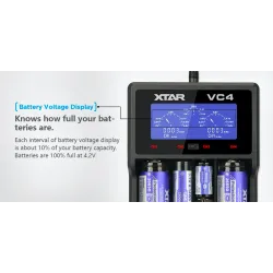 XTAR VC4 batteriladdare 20700 18650 21700 14650 17335 17670 18490 10440 14500 16340 17500 18350 18700 22650 25500 32650