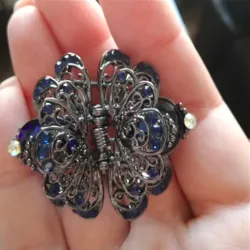 Pinzas de cabelloFlor de cristal & mariposa - clip de pelo vintage