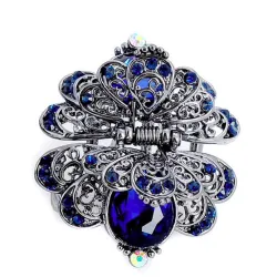 Fiore di cristallo & farfalla - clip di capelli vintage