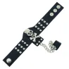 PulserasRivets góticos esqueleto cráneo cadena pulsera de cuero unisex
