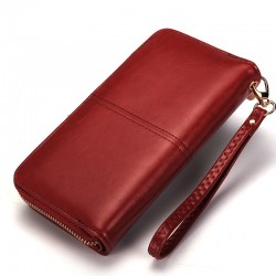 Läder lång plånbok handväska