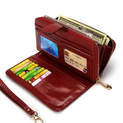 Leather long wallet pursePortemonnee
