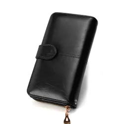 Läder lång plånbok handväska