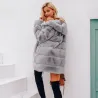 ChaquetasElegante chaqueta con capucha larga - abrigo de piel - más tamaño