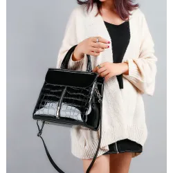 ConjuntosElegante bolsa de cuero brillante conjunto de 3 piezas