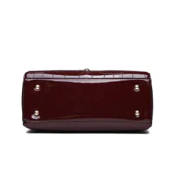 Elegante conjunto de saco de couro brilhante de 3 peças