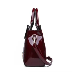 Elegante conjunto de saco de couro brilhante de 3 peças