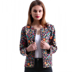 Floral design multicolor elegant short jacket