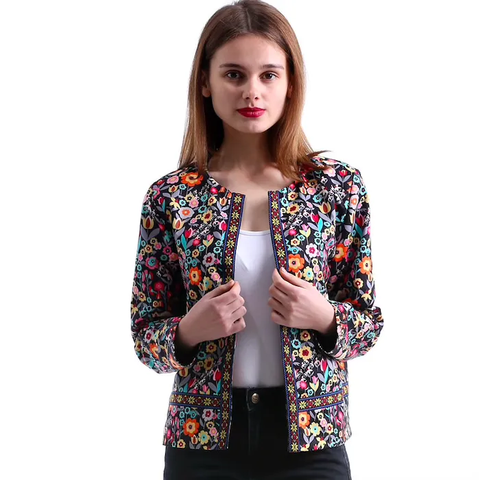 Floral Design Multicolor elegantti lyhyt takki