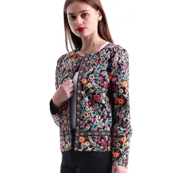 ChaquetasDiseño floral multicolor elegante chaqueta corta