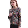 ChaquetasDiseño floral multicolor elegante chaqueta corta