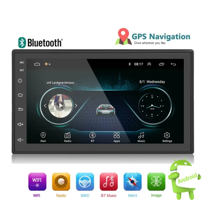 Android 9 - DIN-2 bilradio - 7 '' pekskärm GPS - Bluetooth - FM - WIFI - MP3 - Mirrorlink