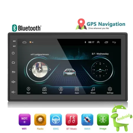 Android 9 - DIN-2 auton radio - 7' kosketusnäyttö GPS - Bluetooth - FM - WIFI - MP3