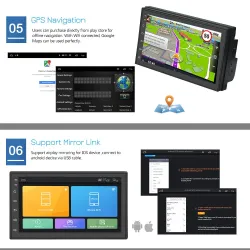 Android 9 - DIN-2 bilradio - 7 '' pekskärm GPS - Bluetooth - FM - WIFI - MP3 - Mirrorlink