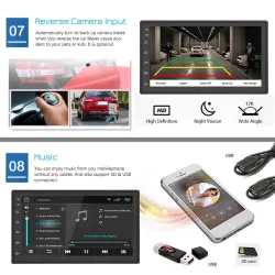 Android 9 - DIN-2 auton radio - 7' kosketusnäyttö GPS - Bluetooth - FM - WIFI - MP3