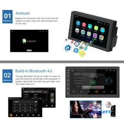 Android 9 - DIN-2 bilradio - 7 '' pekskärm GPS - Bluetooth - FM - WIFI - MP3 - Mirrorlink