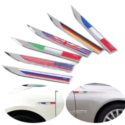 Deutschland - Italien - England - Frankreich - US - Schwedisch - Kanada Flagge - Metall Autoaufkleber - 2 Stück