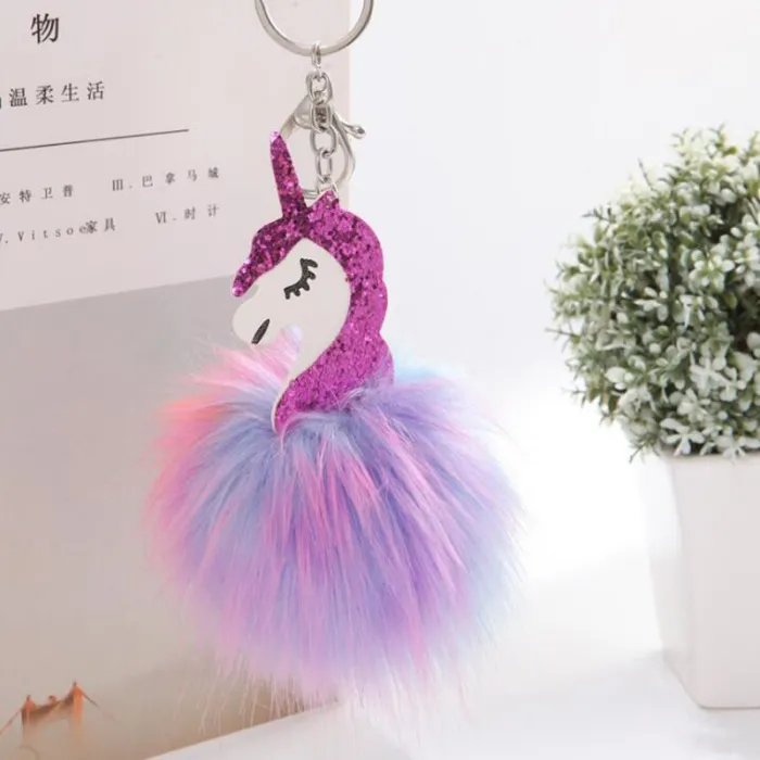 llaveroUnicornio & furry pom keychain - llavero