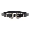 Double & single metal buckle leather belt