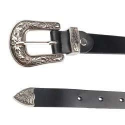 Double & single metal buckle leather belt