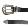 Double & single metal buckle leather belt