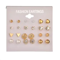 Crystal & perla oro & argento orecchini a borchie