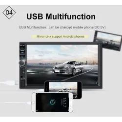 Bluetooth Autoradio - DIN 2 - 7''' Inch LCD Touchscreen - MP3-MP5 Player - USB - MirrorLink
