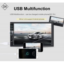 Radio Bluetooth per auto - DIN 2 - 7''''' Inch LCD touch screen - lettore MP3-MP5 - USB - MirrorLink