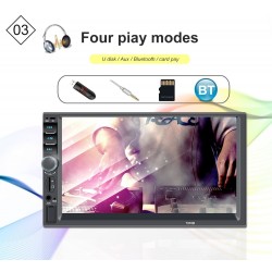 Bluetooth bilradio - DIN 2 - 7'' tommer LCD touchskærm - MP3-MP5 afspiller - USB - MirrorLink