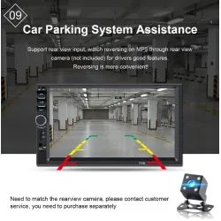 Rádio carro Bluetooth - DIN 2 - 7 ' polegadas LCD touch screen - MP3-MP5 player - USB - MirrorLink