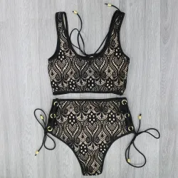 Lace high vyötärö uimapuku bikini