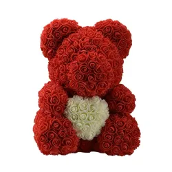Día de San ValentínInfinito rosa flor oso de peluche con corazón 40 cm