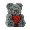 Infinity rose flower teddy bear with heart 40 cm