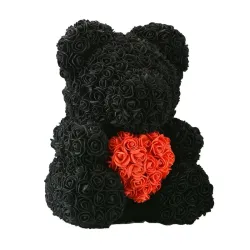 Infinity rose flower teddy bear with heart 40 cm