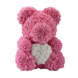 Día de San ValentínInfinito rosa flor oso de peluche con corazón 40 cm
